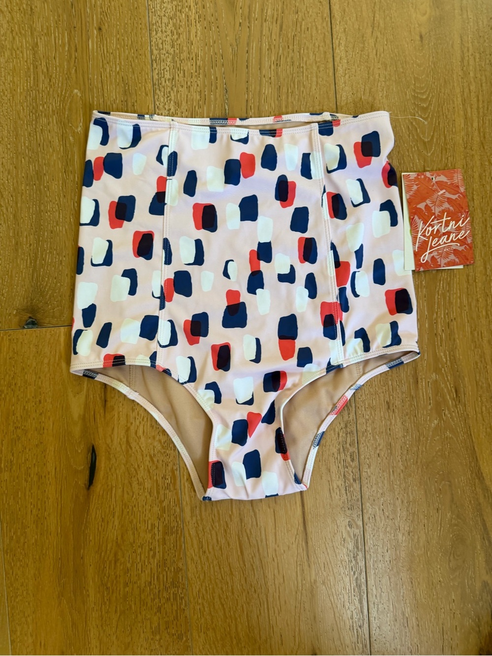 💦 Kortni Jeane Pink Abstract-Print High-Waist SWIM Bottoms 💦